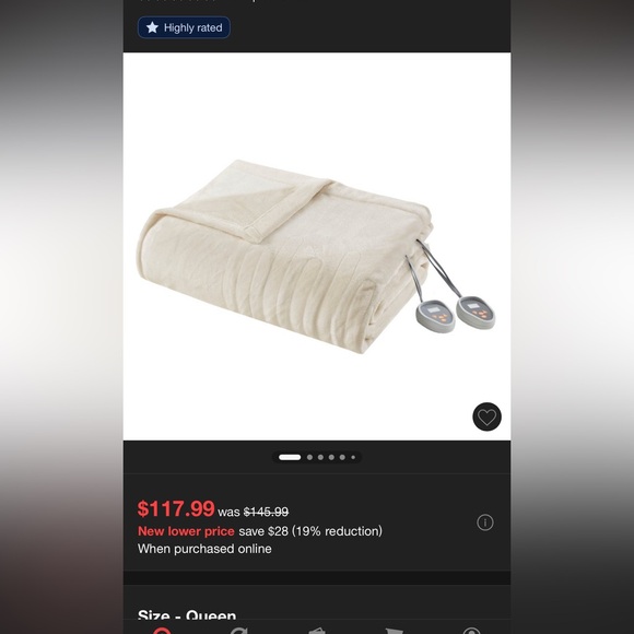 Brookstone Cream Electric Blanket - Picture 2 of 5